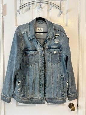Hollister Light Wash Distressed Denim Jacket